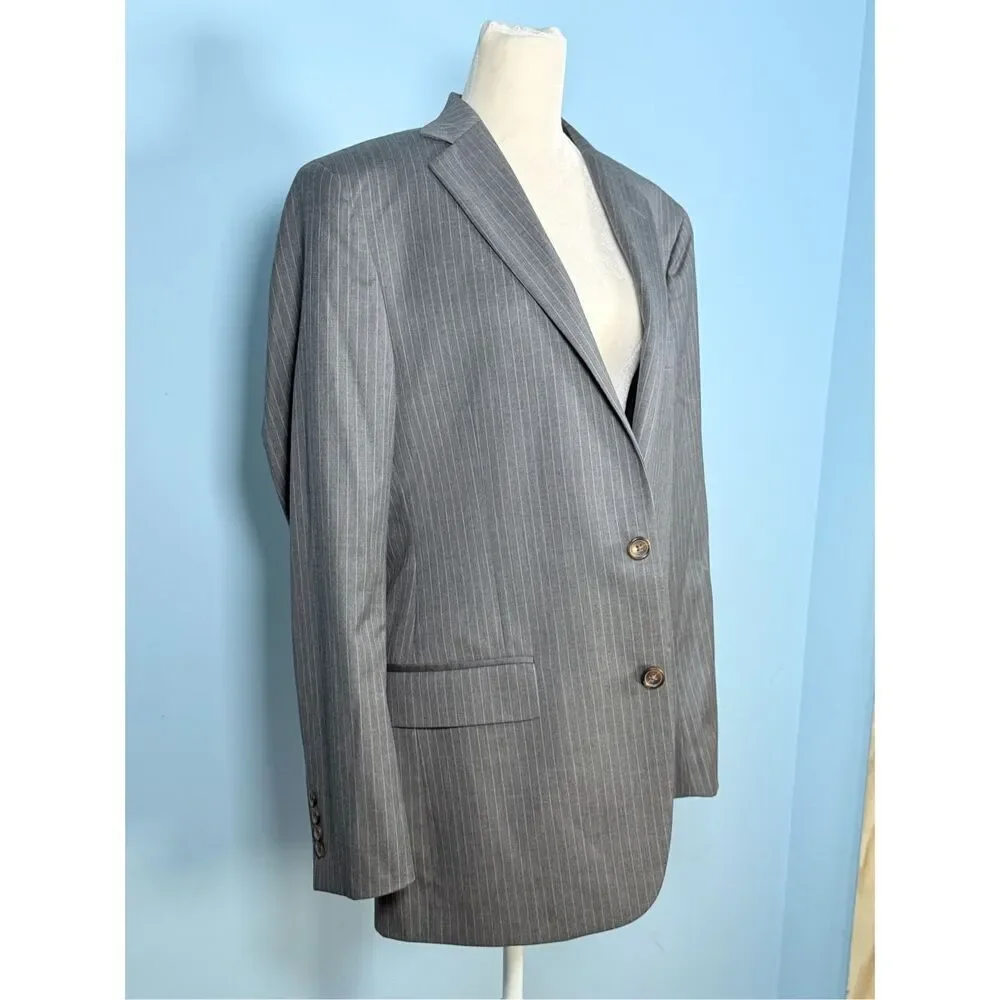 Brooks Brothers 346 Fitzgerald Fit Two Button Wool Blazer Jacket 40L Grey‎